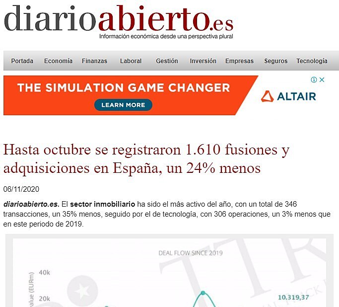 Hasta octubre se registraron 1.610 fusiones y adquisiciones en Espaa, un 24% menos